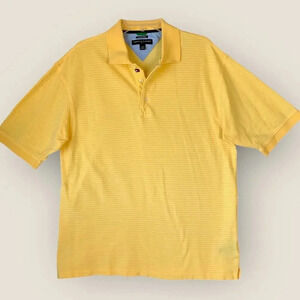 Tommy Hilfiger Vintage Golf Short Sleeve Polo Shirt Size L Cotton Yellow Striped